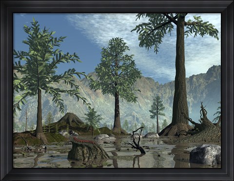 Framed First Trees Begin to Populate Earth near the end of the Devonian Period Print