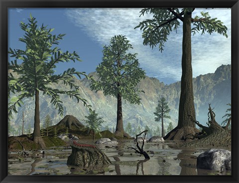 Framed First Trees Begin to Populate Earth near the end of the Devonian Period Print