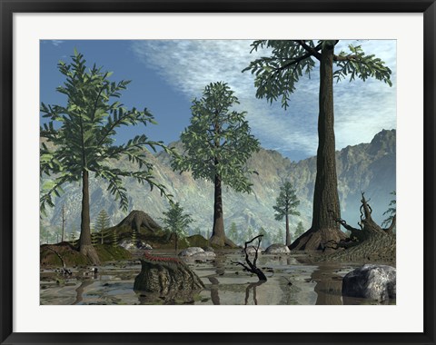 Framed First Trees Begin to Populate Earth near the end of the Devonian Period Print