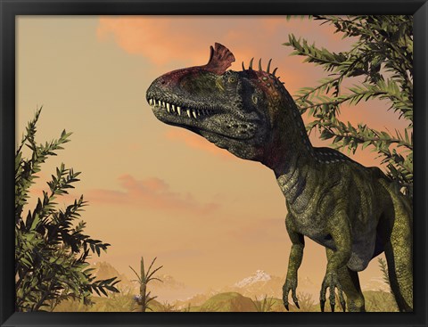 Framed Artist&#39;s Concept of Cryolophosaurus Print