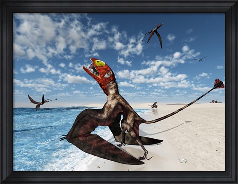 Framed Winged Dimorphodon Pluck Fish from the Early-Jurassic Tethys Ocean Print