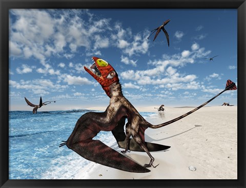 Framed Winged Dimorphodon Pluck Fish from the Early-Jurassic Tethys Ocean Print