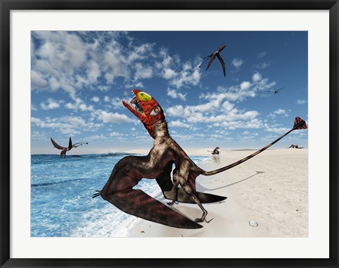 Framed Winged Dimorphodon Pluck Fish from the Early-Jurassic Tethys Ocean Print