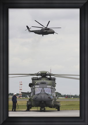 Framed German Army NH90 and its Predecessor, the CH-53 Sea Stallion Print