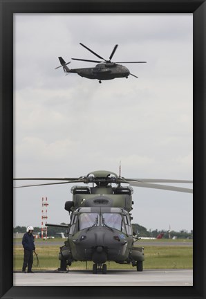 Framed German Army NH90 and its Predecessor, the CH-53 Sea Stallion Print