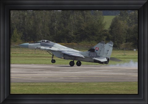 Framed Slovak Air Force MiG-29AS Fulcrum Landing on the Runway Print