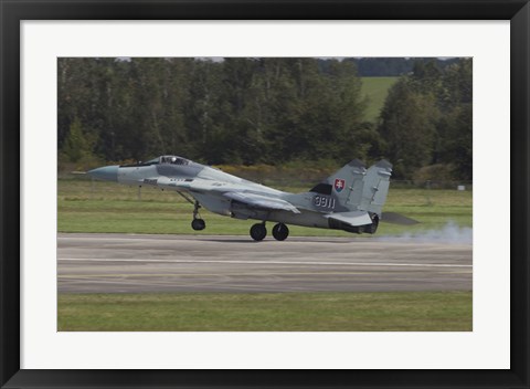 Framed Slovak Air Force MiG-29AS Fulcrum Landing on the Runway Print