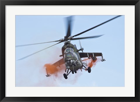 Framed Czech Air Force Mi-35 Hind Helicopter Print