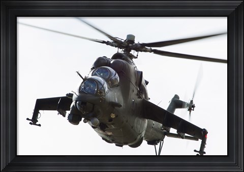Framed Polish Army Mil Mi-24V Hind in Flight Print