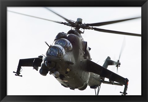 Framed Polish Army Mil Mi-24V Hind in Flight Print