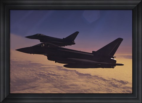 Framed Two German Air Force Eurofighter Typhoon&#39;s at Sunset Print