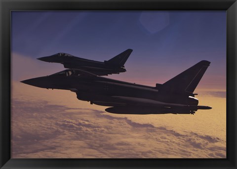 Framed Two German Air Force Eurofighter Typhoon&#39;s at Sunset Print