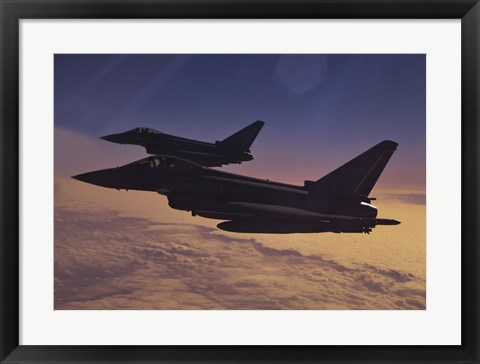 Framed Two German Air Force Eurofighter Typhoon&#39;s at Sunset Print