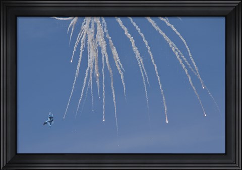 Framed Ukrainian Air Force Su-27 Flanker Releasing Countermeasures Print