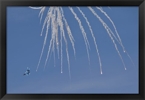 Framed Ukrainian Air Force Su-27 Flanker Releasing Countermeasures Print