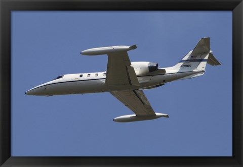 Framed United States Air Forces Europe C-21A Learjet in Flight over Germany Print