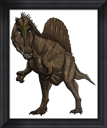 Framed Oxalaia Dinosaur from the Late Cretaceous Period Print
