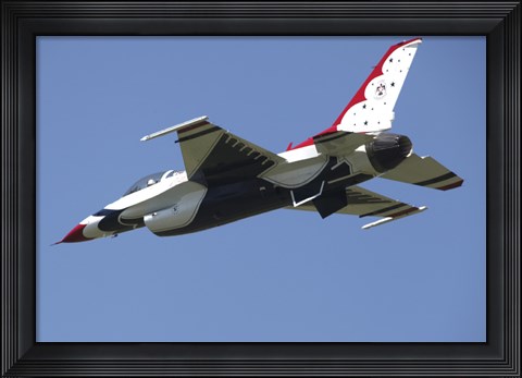Framed US Air Force F-16 Thunderbird Jet in Flight over Belgium Print