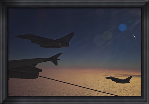 Framed German Air Force Eurofighter Typhoon Aircraft Refueling over France Print