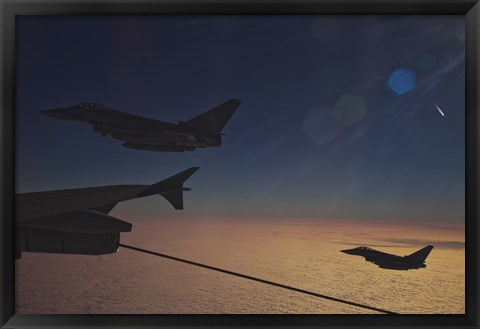 Framed German Air Force Eurofighter Typhoon Aircraft Refueling over France Print