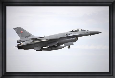 Framed Polish Air Force F-16C Block 52 in Flight Over Spain Print