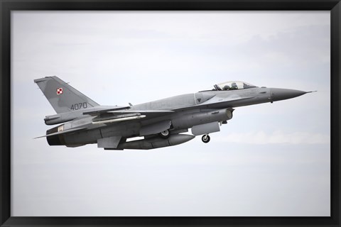 Framed Polish Air Force F-16C Block 52 in Flight Over Spain Print