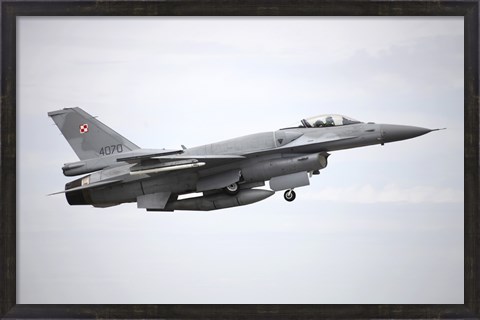 Framed Polish Air Force F-16C Block 52 in Flight Over Spain Print