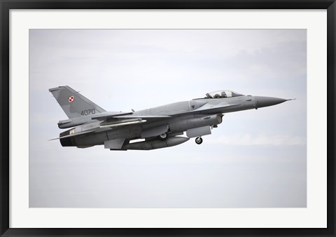 Framed Polish Air Force F-16C Block 52 in Flight Over Spain Print