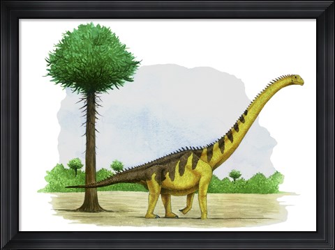 Framed Watercolor Painting of Euhelopus Zdanskyi Print