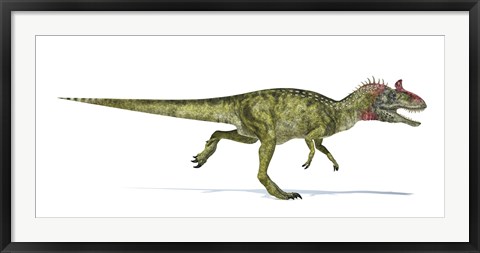 Framed Cryolophosaurus Dinosaur on White Background Print