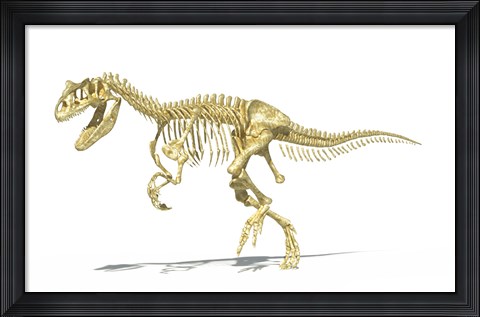 Framed 3D Rendering of an Allosaurus Dinosaur Skeleton Print