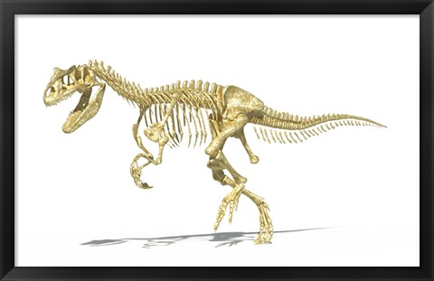 Framed 3D Rendering of an Allosaurus Dinosaur Skeleton Print