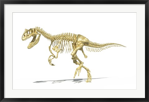 Framed 3D Rendering of an Allosaurus Dinosaur Skeleton Print