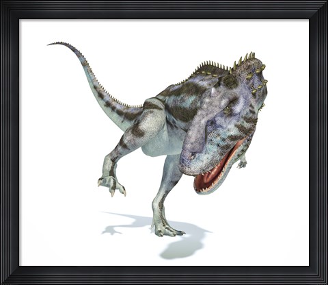 Framed Majungasaurus Dinosaur on White Background Print