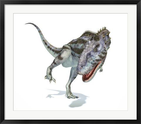 Framed Majungasaurus Dinosaur on White Background Print