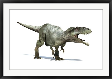 Framed 3D Rendering of a Giganotosaurus Dinosaur Print