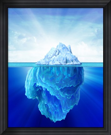 Framed Solitary Iceberg in the Sea Print