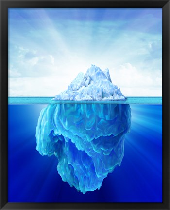 Framed Solitary Iceberg in the Sea Print