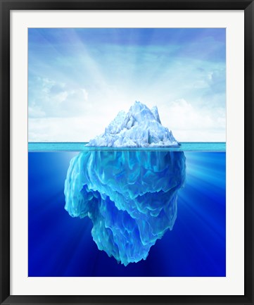 Framed Solitary Iceberg in the Sea Print