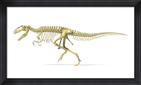 Framed 3D Rendering of a Giganotosaurus Dinosaur Skeleton Print