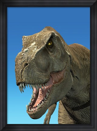 Framed 3D Rendering of Tyrannosaurus Rex, Close-up Print