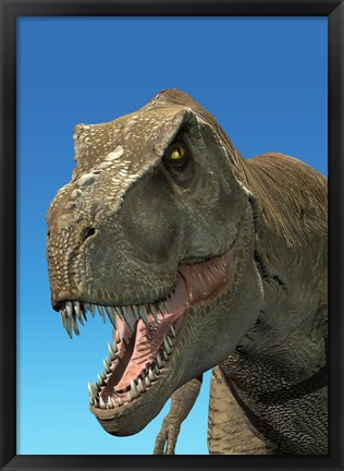 Framed 3D Rendering of Tyrannosaurus Rex, Close-up Print