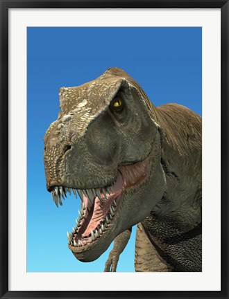 Framed 3D Rendering of Tyrannosaurus Rex, Close-up Print