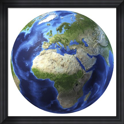 Framed 3D Rendering of Planet Earth, Centered on Africa and Europe Print