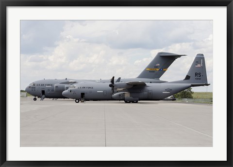 Framed C-130J Super Hercules with a C-17 Globemaster Print