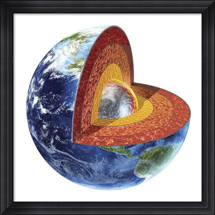 Framed Cross Section of Planet Earth Showing the Inner Core Print