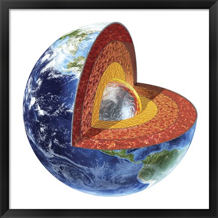 Framed Cross Section of Planet Earth Showing the Inner Core Print