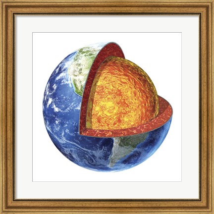 Framed Cross section of Planet Earth Showing the Lower Mantle Print