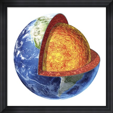 Framed Cross section of Planet Earth Showing the Lower Mantle Print