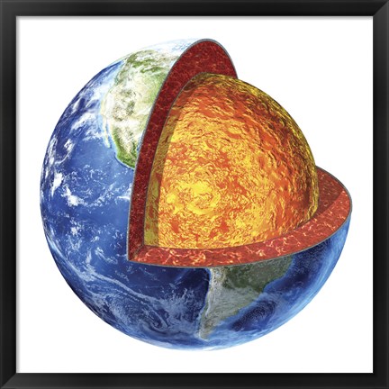 Framed Cross section of Planet Earth Showing the Lower Mantle Print